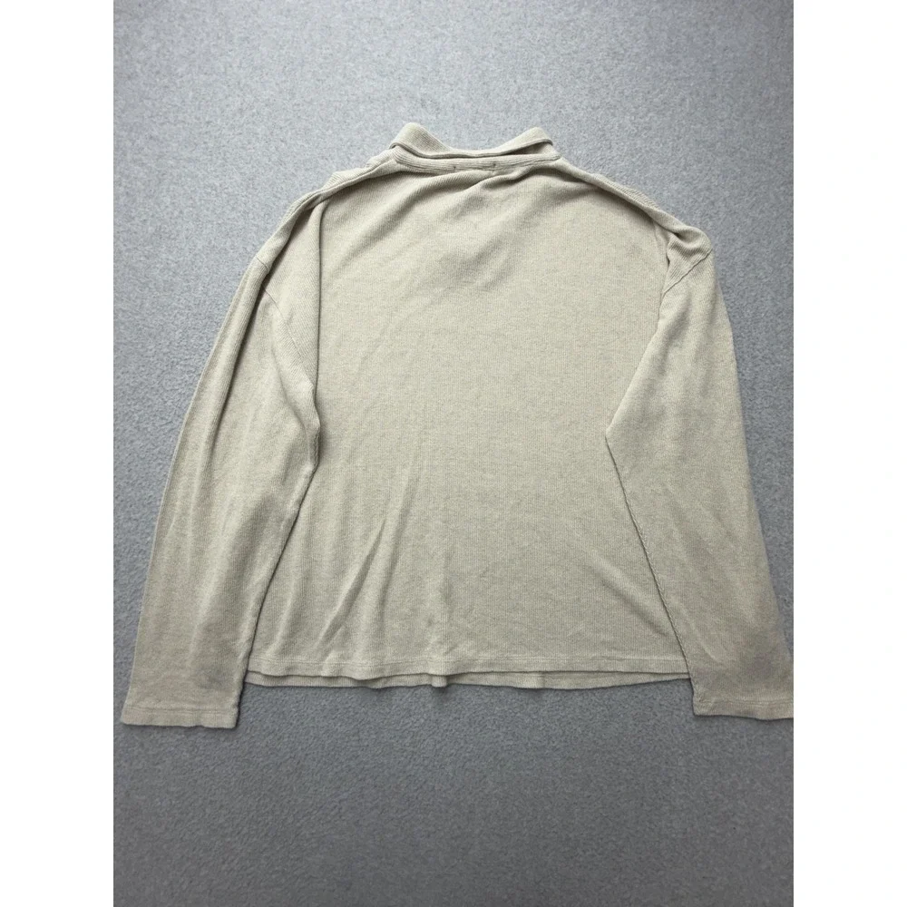 Zegna Sport Sweater Mens XL Beige Linen Cotton Collared Knit Pullover Soft